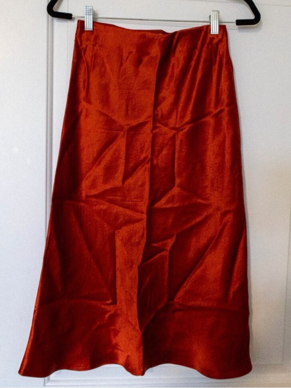 Aritzia Babaton Satin Slip Midi Skirt in Deep Burnt Orange - Picture 2 of 3